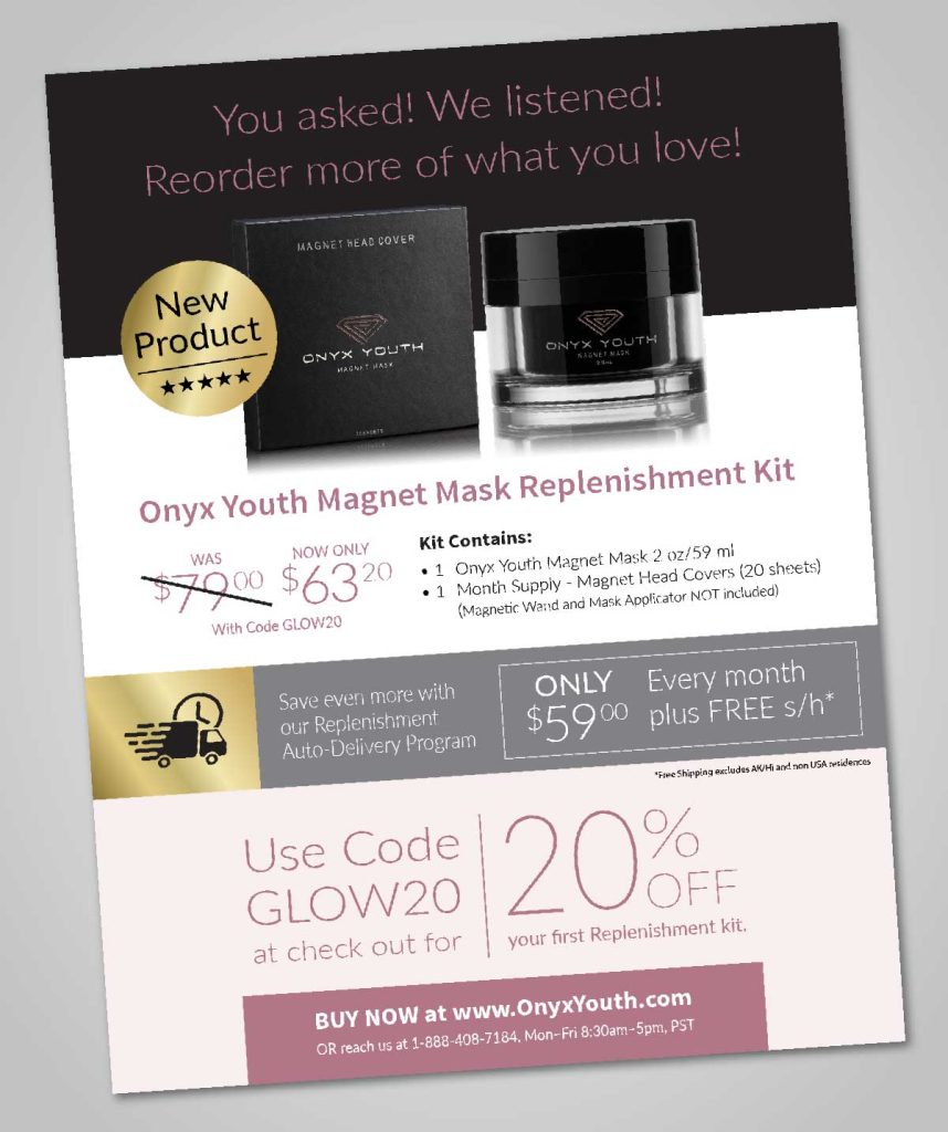 A flyer for charcoal masks.